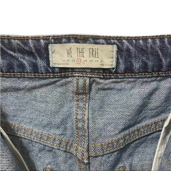 Free People Denim Cut off Skirt size US 4 Full Front Zipper 100% Cotton - Picture 2 of 4